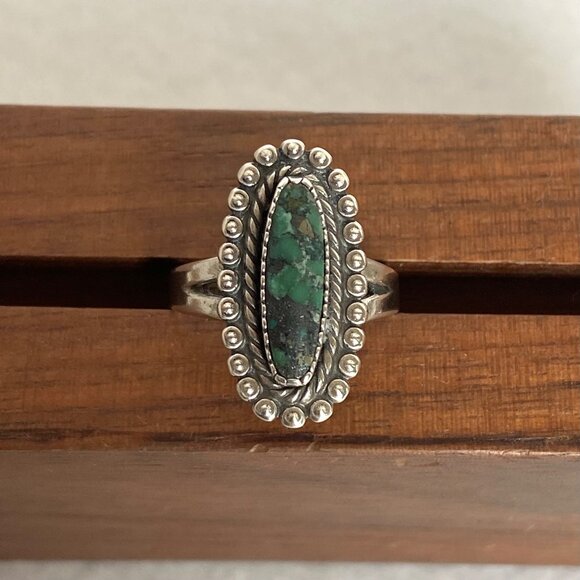 VTG Bell Trading Sterling Silver 925 Southwest Style Green Turquoise Ring 5.25 - Picture 6 of 16